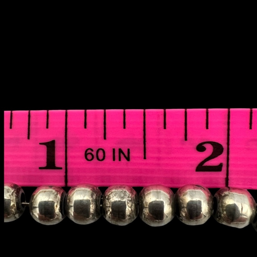 20” Oxidized Sterling Silver 925 Navajo Pearl Bead Strand Necklace 40 Grams! - Picture 11 of 13